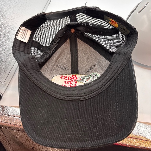 Vintage Bass Pro Shops Gone Fishing Basic Black Embroidered Logo Snapback Hat - Picture 8 of 10